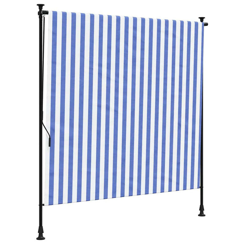 Load image into Gallery viewer, Vidaxl rolgordijn voor buiten 150x270 cm stof en staal blauw en wit

