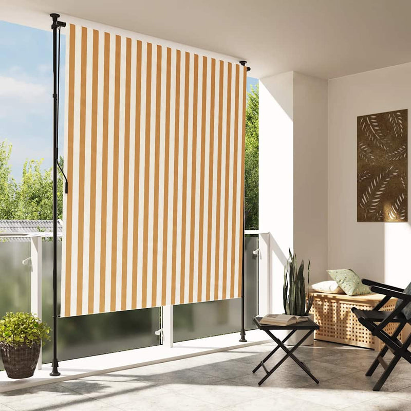Load image into Gallery viewer, Vidaxl rolgordijn voor buiten 150x270 cm stof en staal oranje en wit
