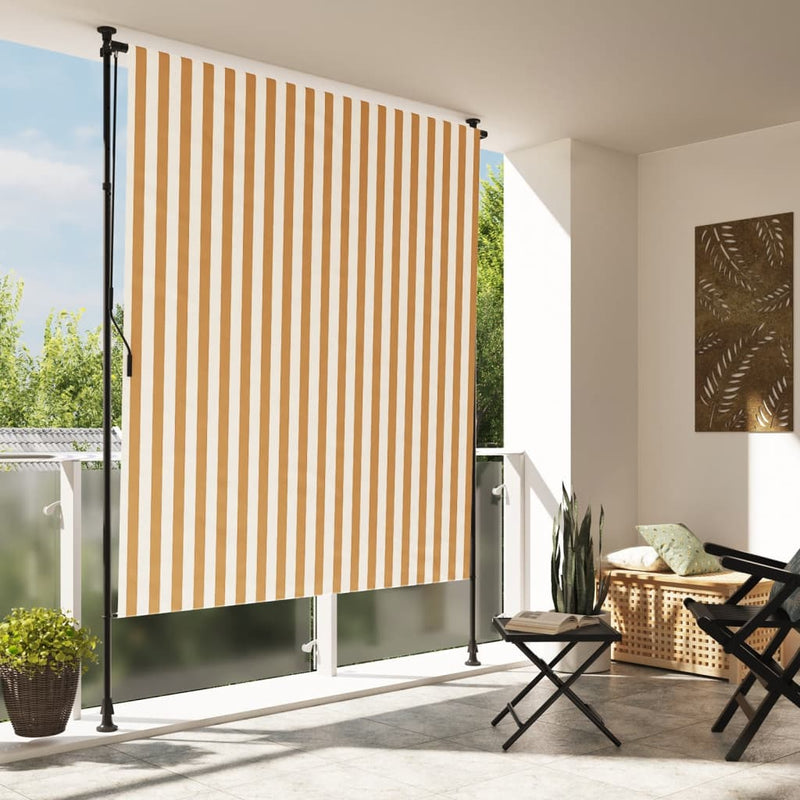 Load image into Gallery viewer, Vidaxl rolgordijn voor buiten 200x270 cm stof en staal oranje en wit
