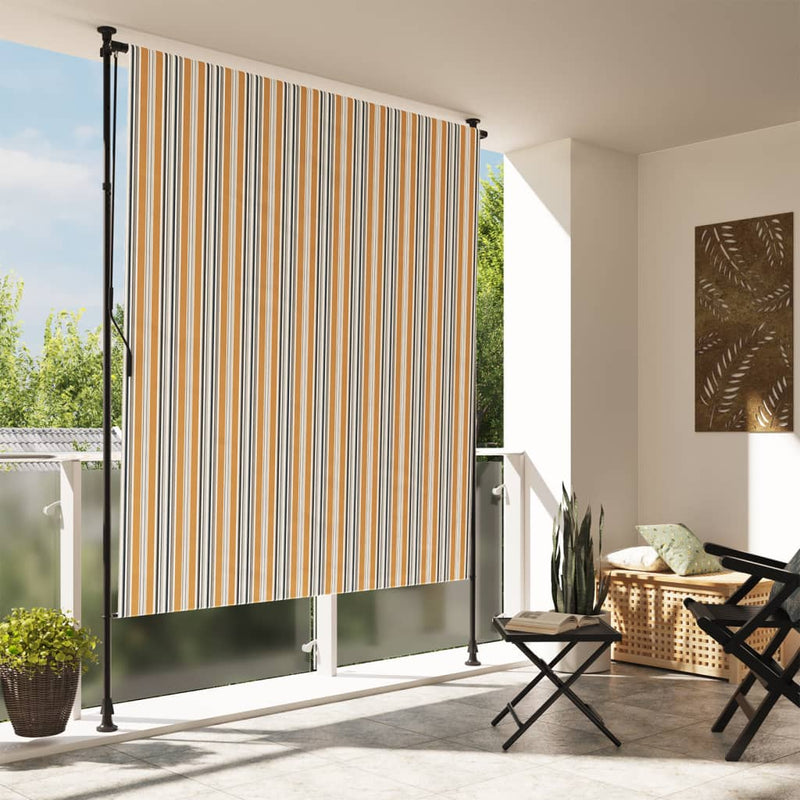 Load image into Gallery viewer, Vidaxl rolgordijn voor buiten 200x270 cm stof en staal geel en wit
