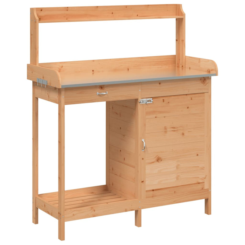Load image into Gallery viewer, Vidaxl oppottafel met kast 110,5x45x124,5 cm massief vurenhout bruin
