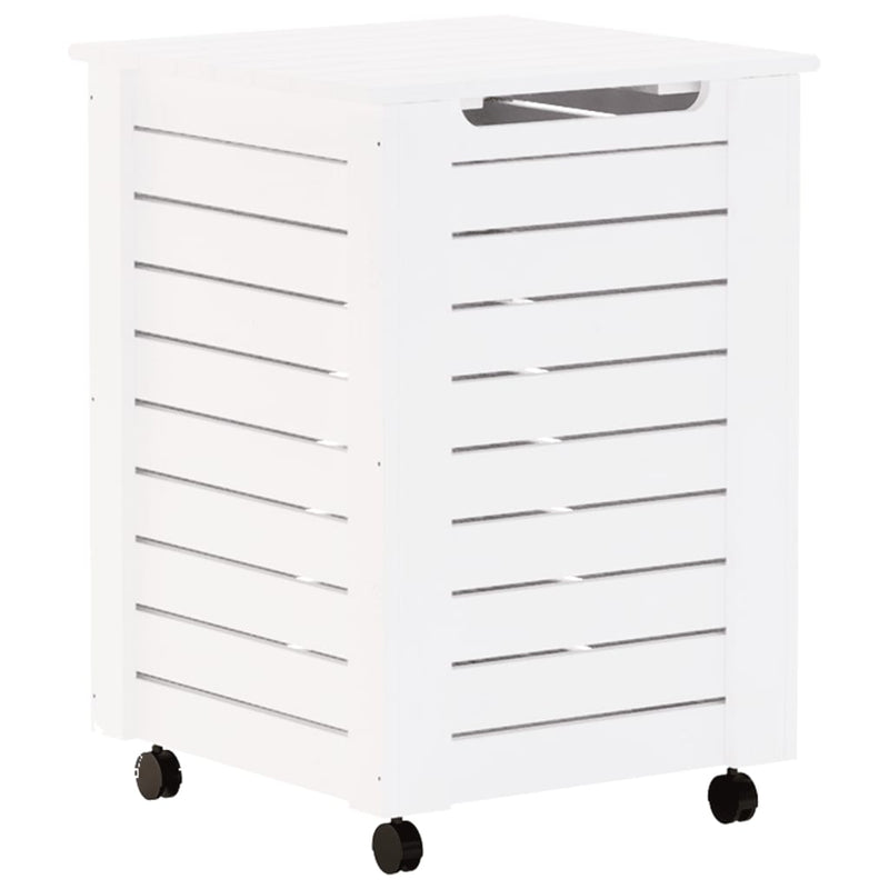 Load image into Gallery viewer, Vidaxl wasmand met wielen rana 45x45x64 cm massief grenenhout wit

