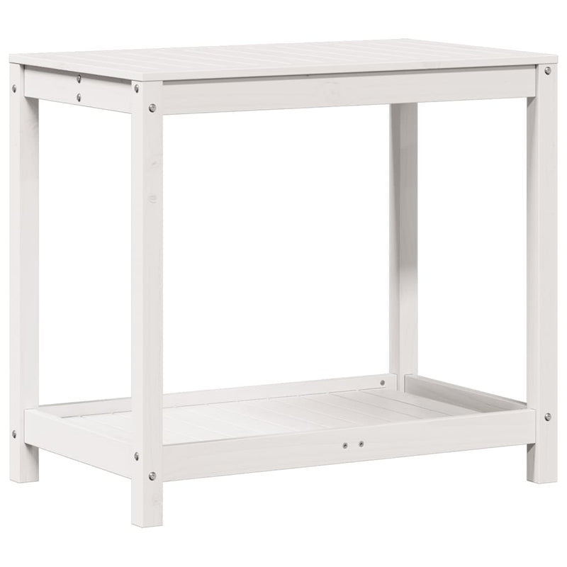 Load image into Gallery viewer, Vidaxl oppottafel met schap 82,5x50x75 cm massief grenenhout wit
