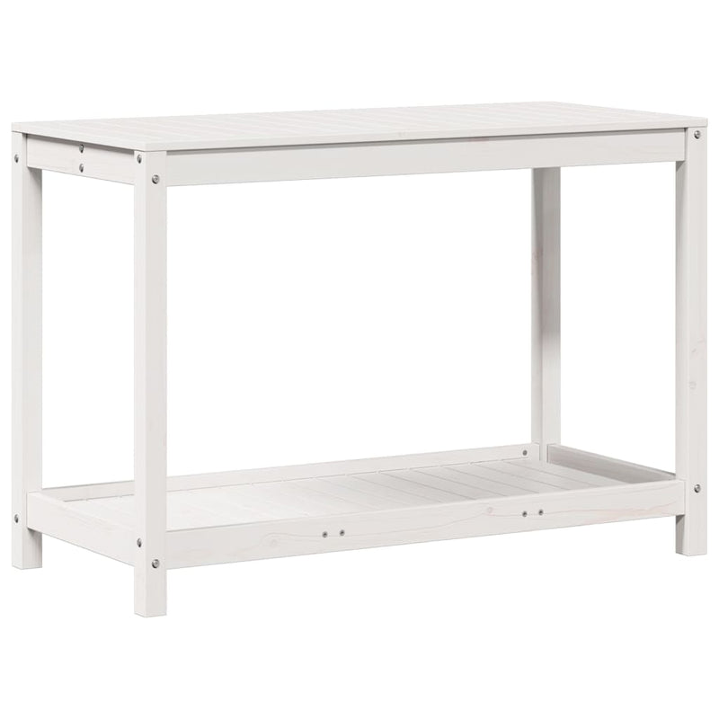 Load image into Gallery viewer, Vidaxl oppottafel met schap 108x50x75 cm massief grenenhout wit

