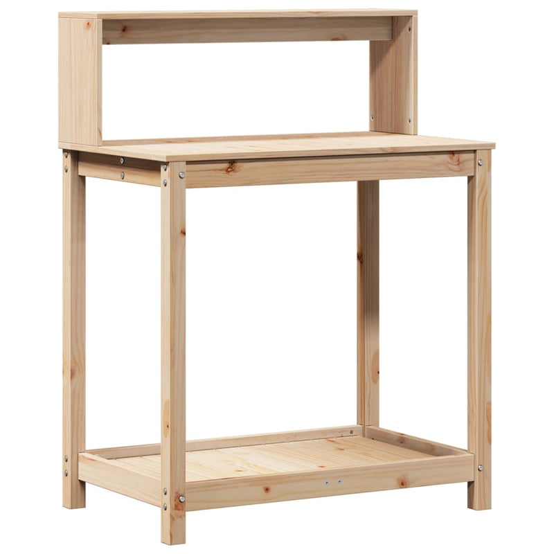Load image into Gallery viewer, Vidaxl oppottafel met schappen 82,5x50x109,5 cm massief grenenhout
