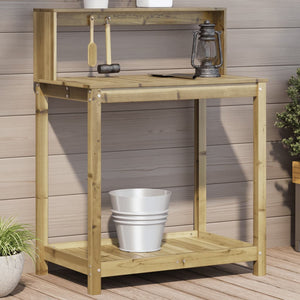 Vidaxl oppottafel met schappen 82,5x50x109,5 cm geïmpregneerd hout