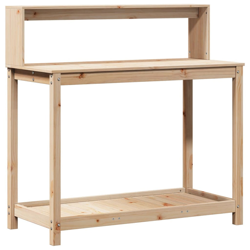 Load image into Gallery viewer, Vidaxl oppottafel met schappen 108x50x109,5 cm massief grenenhout
