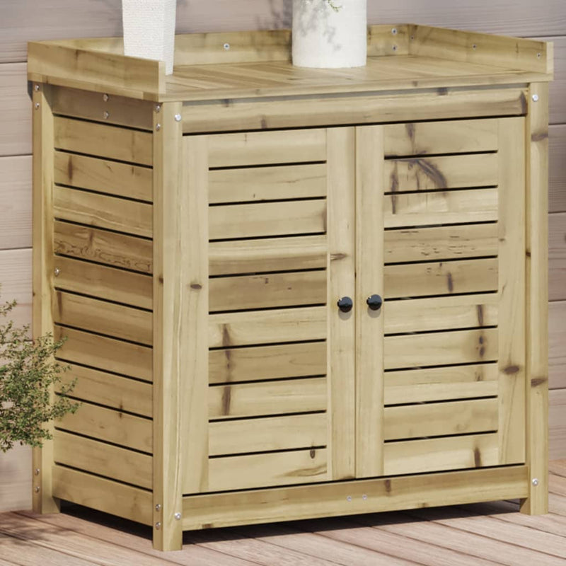 Load image into Gallery viewer, Vidaxl oppottafel met schappen 82,5x50x86,5 cm geïmpregneerd hout
