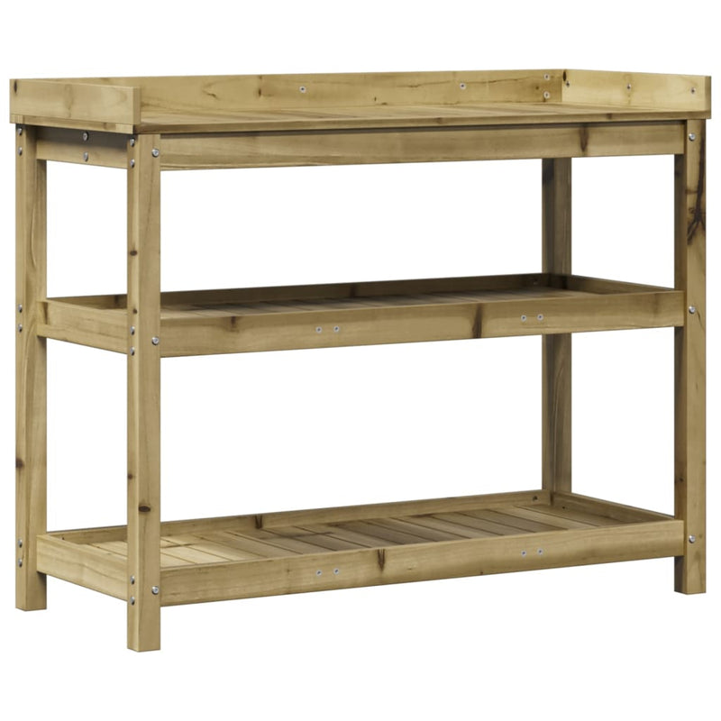 Afbeelding laden in galerijviewer, Vidaxl oppottafel met schappen 108x45x86,5 cm geïmpregneerd hout
