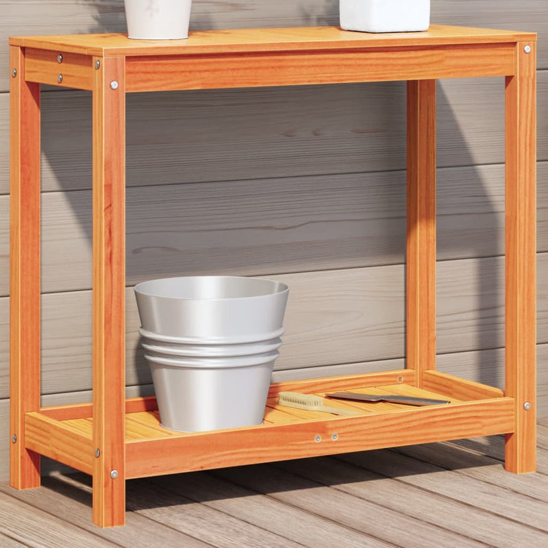 Load image into Gallery viewer, Vidaxl oppottafel met schap 82,5x35x75 cm massief grenenhout wasbruin
