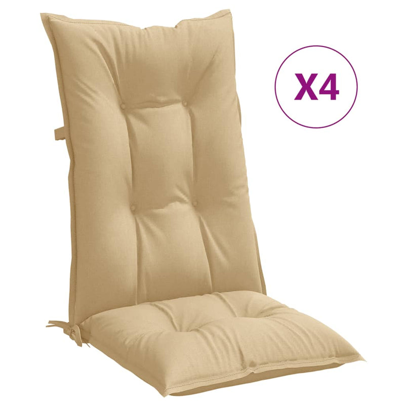 Load image into Gallery viewer, Vidaxl stoelkussens 4 st hoge rug 120x50x7 cm stof gemêleerd beige
