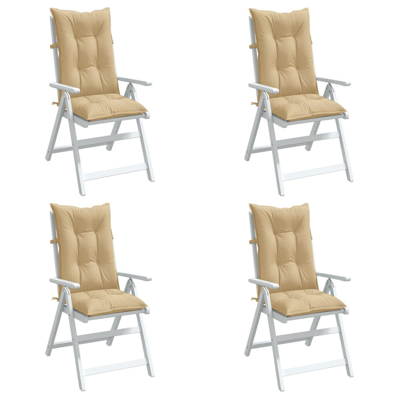 Load image into Gallery viewer, Vidaxl stoelkussens 4 st hoge rug 120x50x7 cm stof gemêleerd beige
