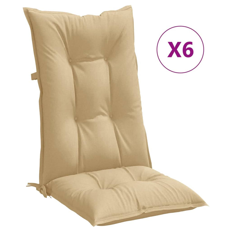 Load image into Gallery viewer, Vidaxl stoelkussens 6 st hoge rug 120x50x7 cm stof gemêleerd beige
