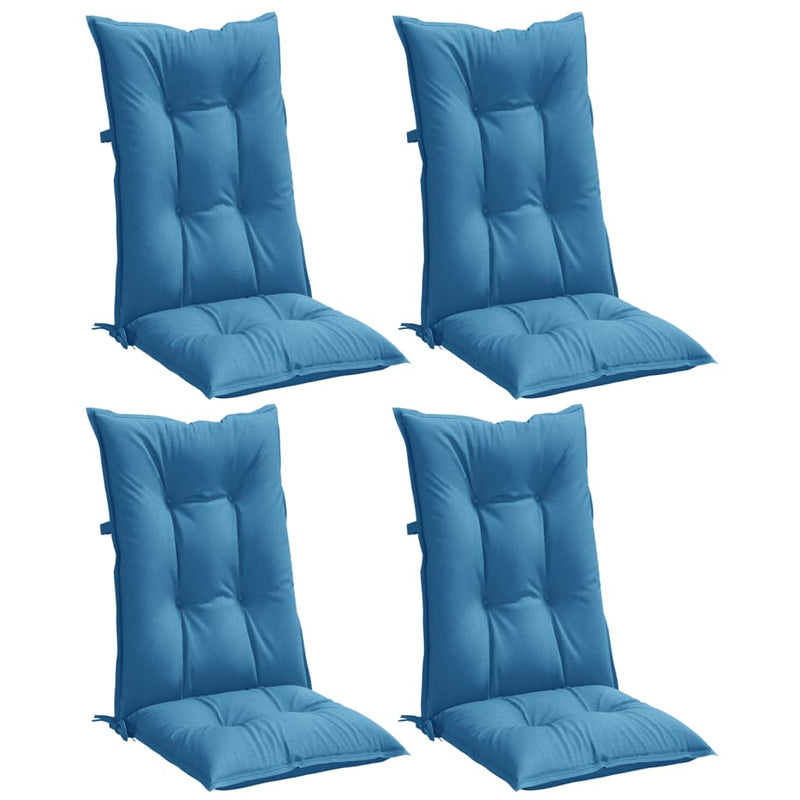 Load image into Gallery viewer, Vidaxl stoelkussens 4 st hoge rug 120x50x7 cm stof gemêleerd blauw
