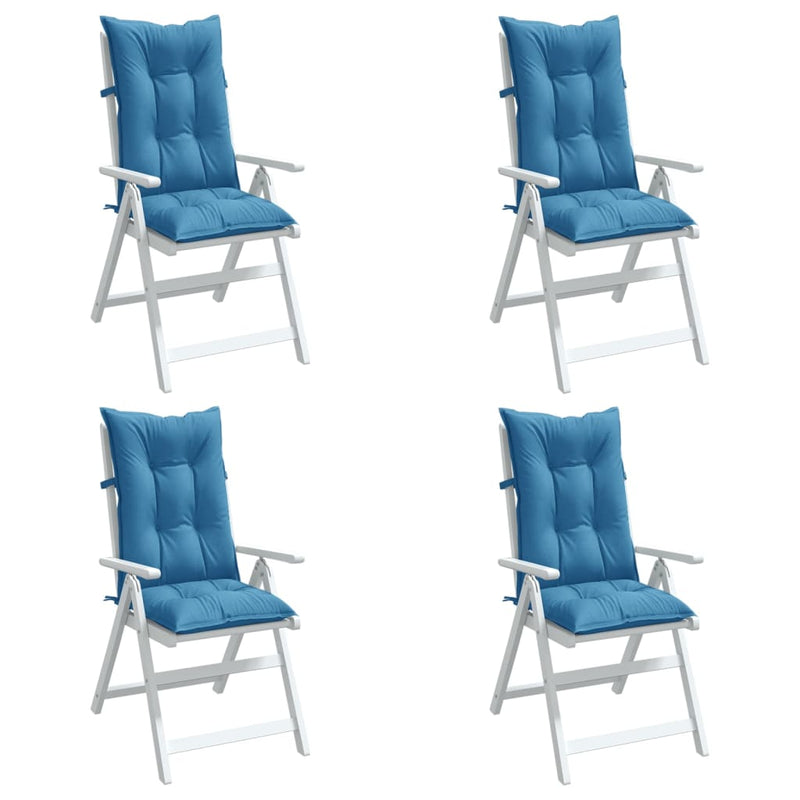Load image into Gallery viewer, Vidaxl stoelkussens 4 st hoge rug 120x50x7 cm stof gemêleerd blauw
