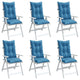 Vidaxl stoelkussens 6 st hoge rug 120x50x7 cm stof gemêleerd blauw