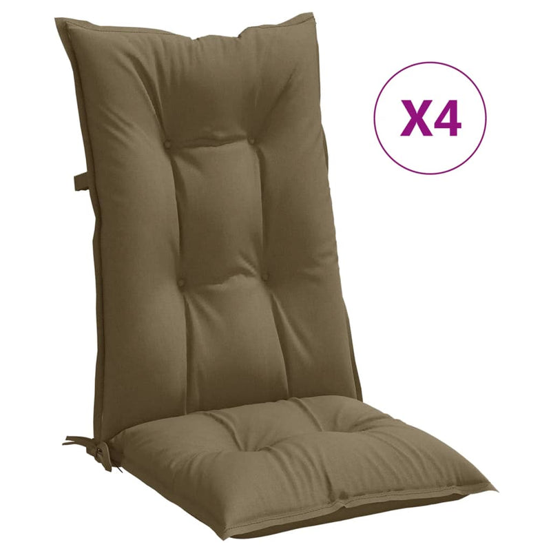 Load image into Gallery viewer, Vidaxl stoelkussens 4 st hoge rug 120x50x7 cm stof gemêleerd taupe
