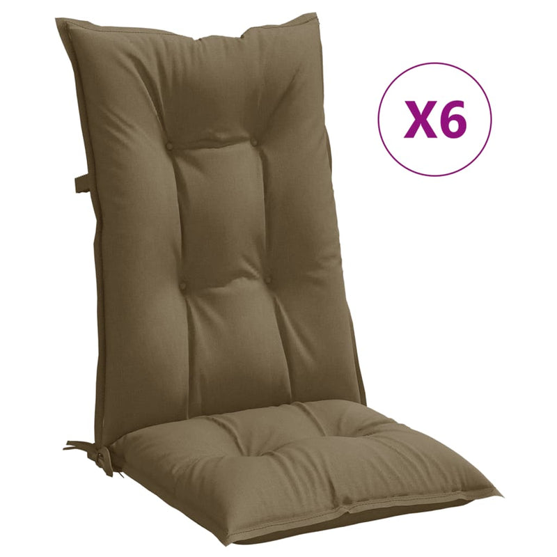 Load image into Gallery viewer, Vidaxl stoelkussens 6 st hoge rug 120x50x7 cm stof gemêleerd taupe
