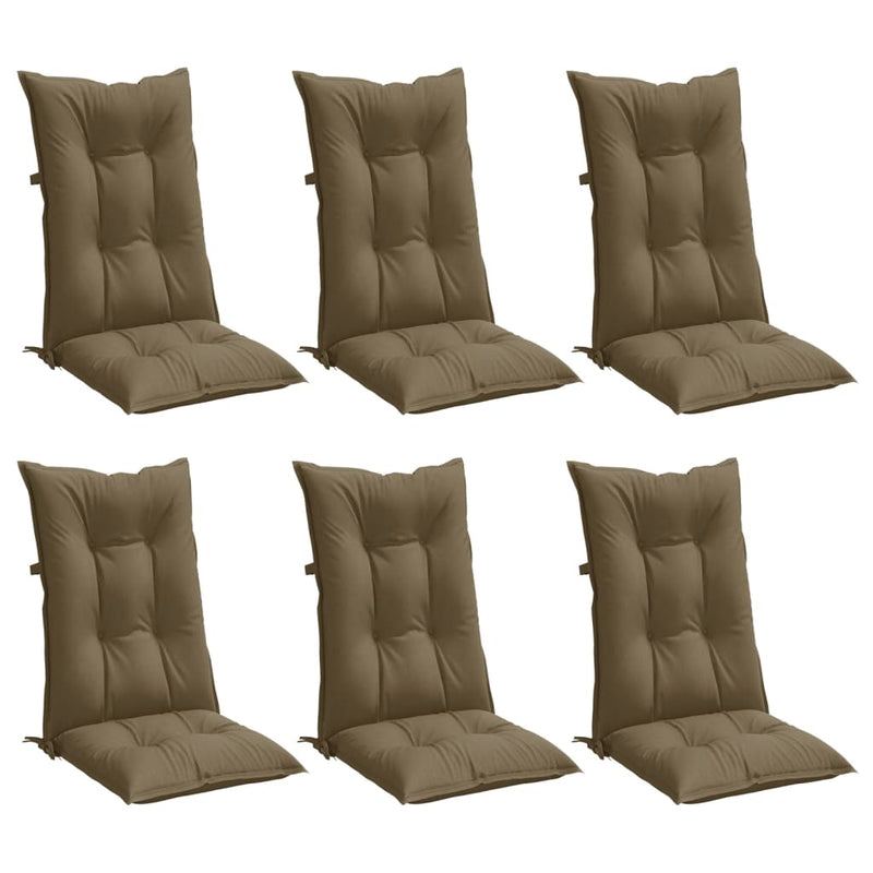Load image into Gallery viewer, Vidaxl stoelkussens 6 st hoge rug 120x50x7 cm stof gemêleerd taupe
