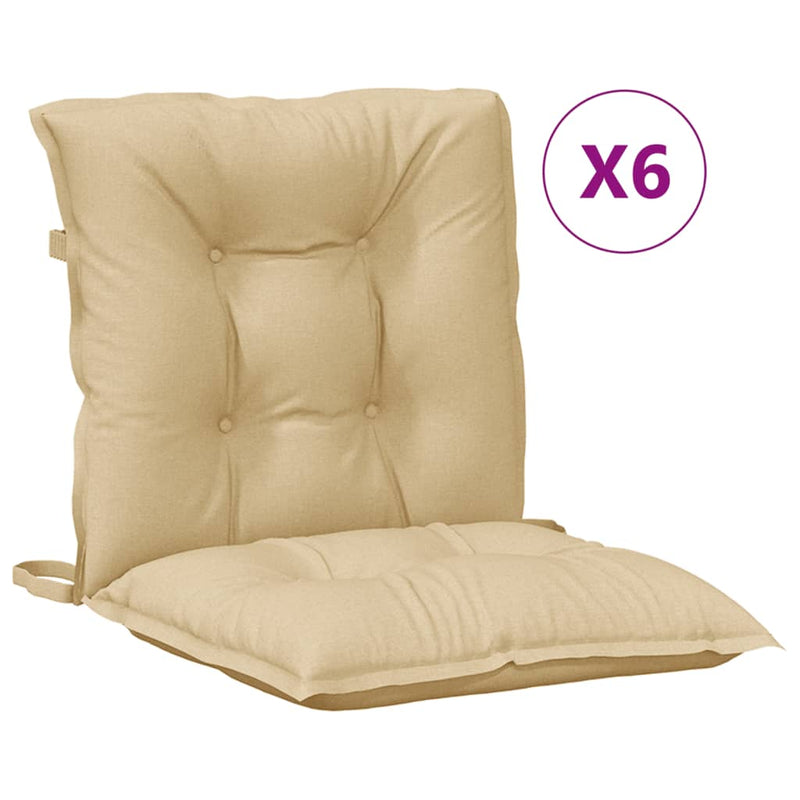 Load image into Gallery viewer, Vidaxl stoelkussens 6 st lage rug 100x50x7 cm stof gemêleerd beige
