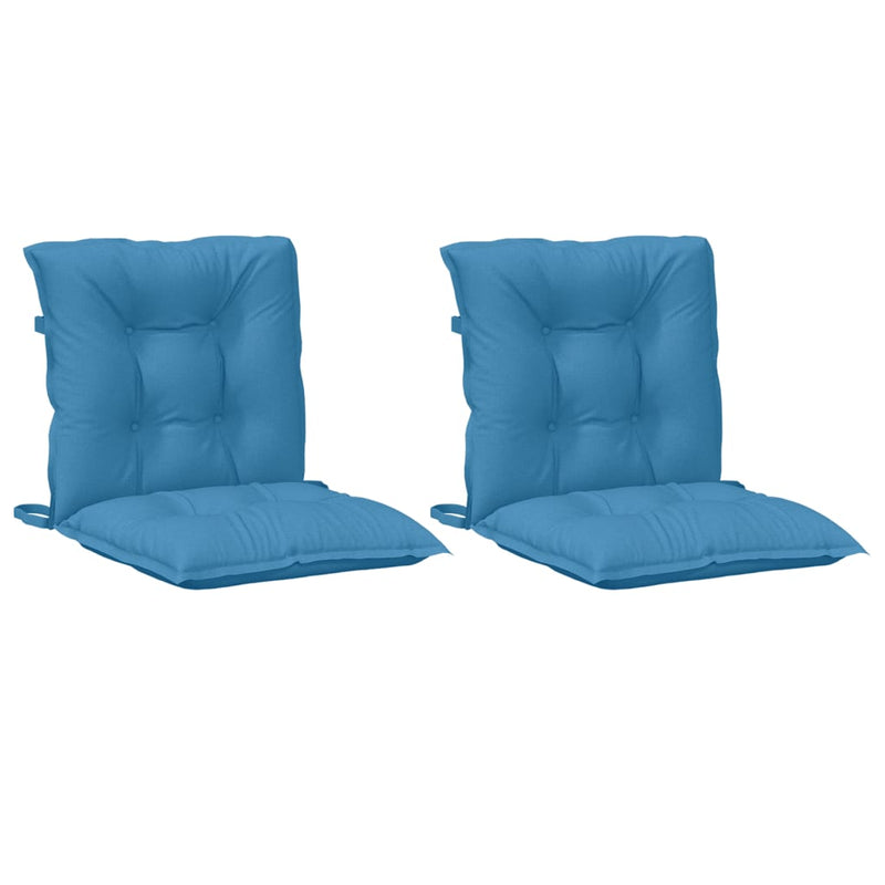 Load image into Gallery viewer, Vidaxl stoelkussens 2 st lage rug 100x50x7 cm stof gemêleerd blauw
