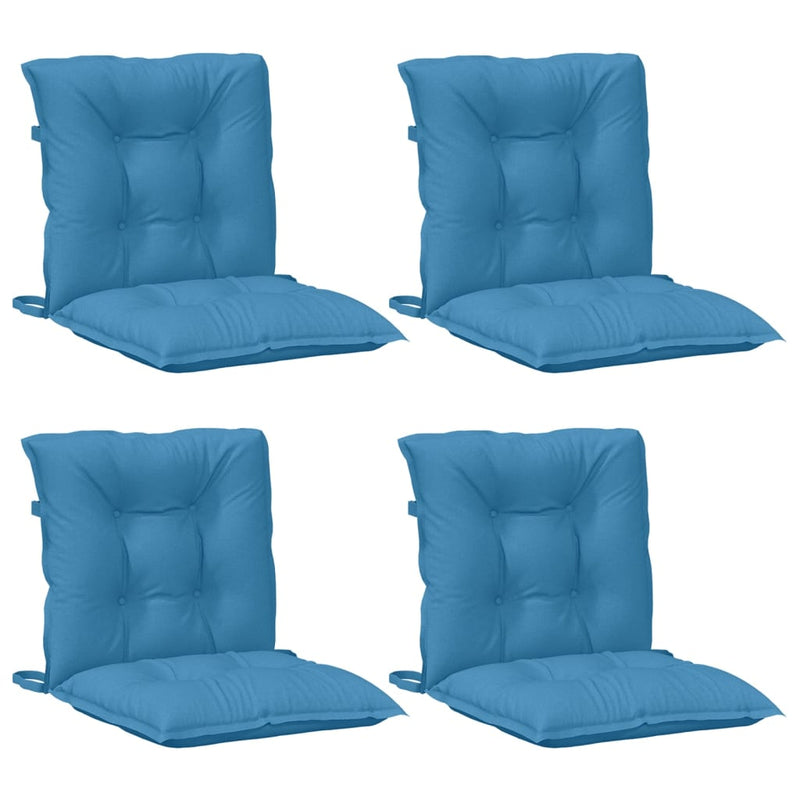 Load image into Gallery viewer, Vidaxl stoelkussens 4 st lage rug 100x50x7 cm stof gemêleerd blauw
