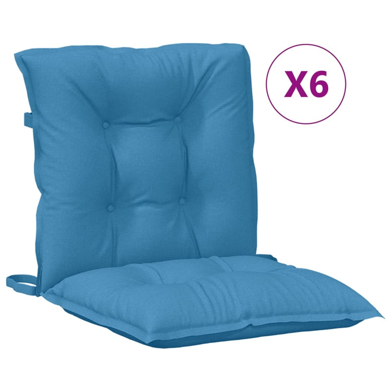 Load image into Gallery viewer, Vidaxl stoelkussens 6 st lage rug 100x50x7 cm stof gemêleerd blauw
