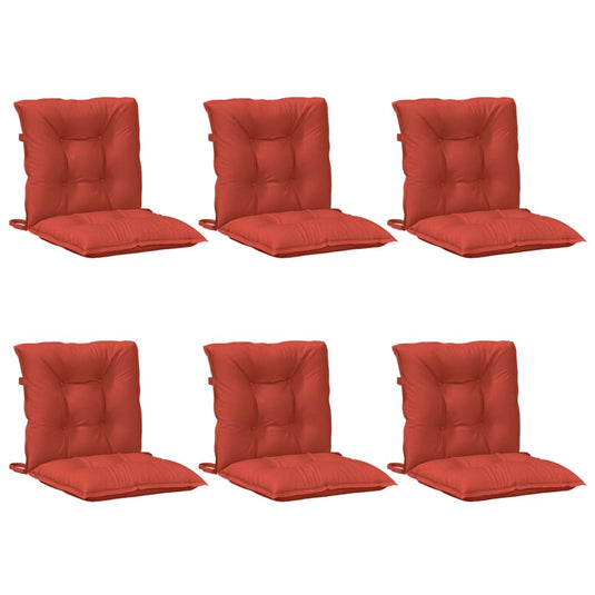 Vidaxl stoelkussens 6 st lage rug 100x50x7 cm stof gemêleerd rood