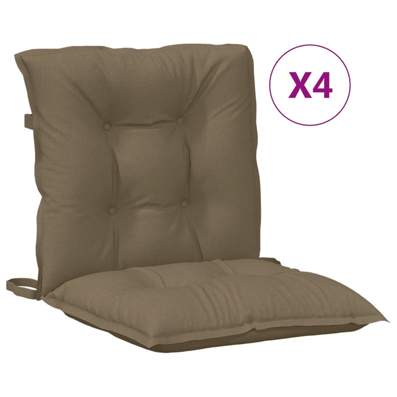 Load image into Gallery viewer, Vidaxl stoelkussens 4 st lage rug 100x50x7 cm stof gemêleerd taupe
