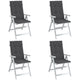 Vidaxl stoelkussens 4 st hoge rug 120x50x4 cm stof gemêleerd antraciet