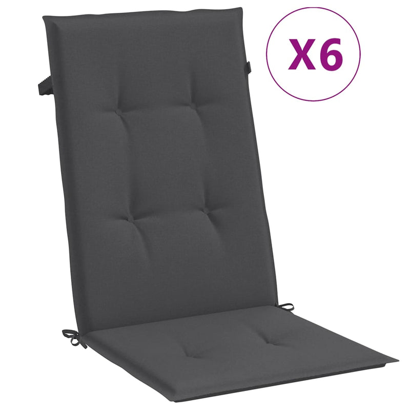 Load image into Gallery viewer, Vidaxl stoelkussens 6 st hoge rug 120x50x4 cm stof gemêleerd antraciet
