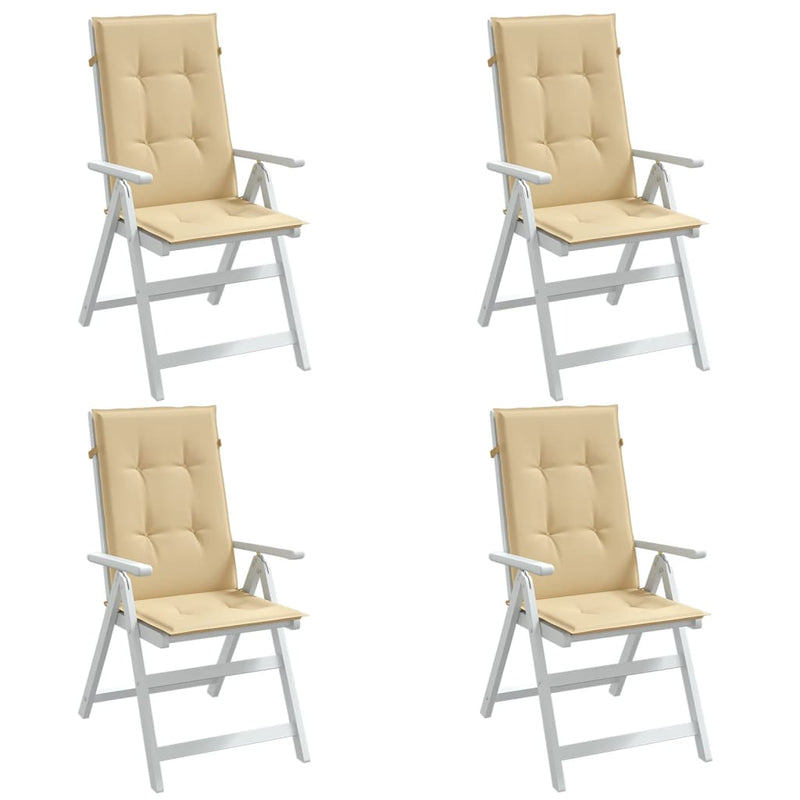 Afbeelding laden in galerijviewer, Vidaxl stoelkussens 4 st hoge rug 120x50x4 cm stof gemêleerd beige
