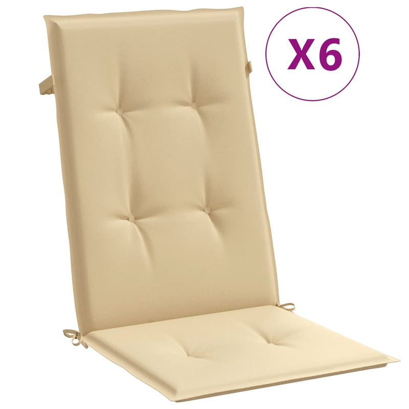 Afbeelding laden in galerijviewer, Vidaxl stoelkussens 6 st hoge rug 120x50x4 cm stof gemêleerd beige
