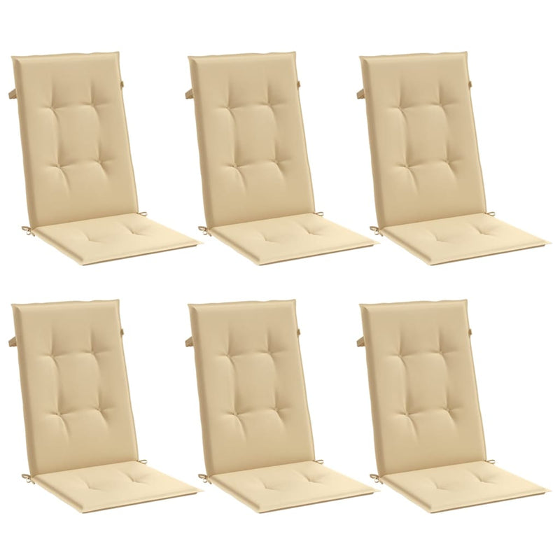 Afbeelding laden in galerijviewer, Vidaxl stoelkussens 6 st hoge rug 120x50x4 cm stof gemêleerd beige
