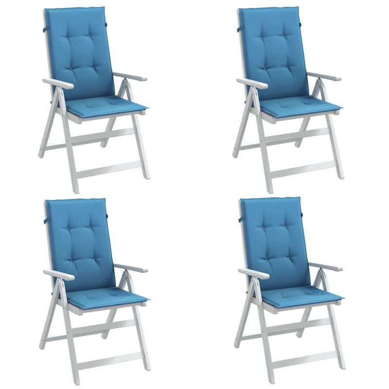Load image into Gallery viewer, Vidaxl stoelkussens 4 st hoge rug 120x50x4 cm stof gemêleerd blauw
