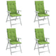 Vidaxl stoelkussens 4 st hoge rug 120x50x4 cm stof gemêleerd groen