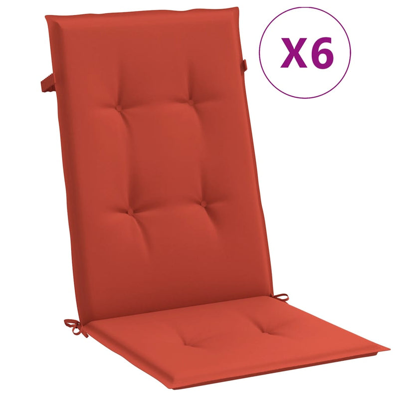 Load image into Gallery viewer, Vidaxl stoelkussens 6 st hoge rug 120x50x4 cm stof gemêleerd rood
