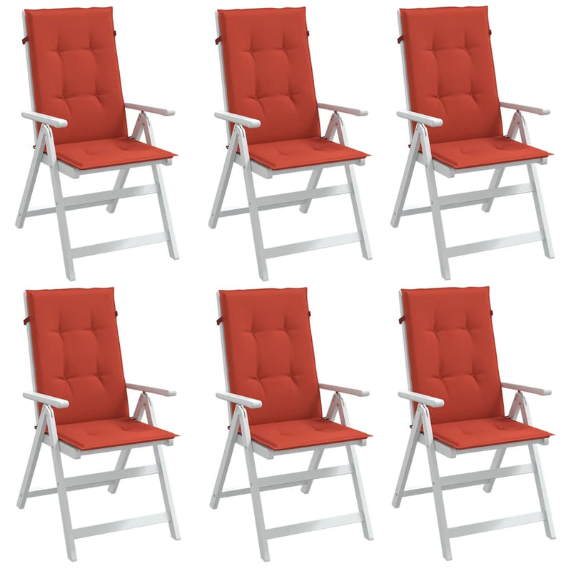 Load image into Gallery viewer, Vidaxl stoelkussens 6 st hoge rug 120x50x4 cm stof gemêleerd rood
