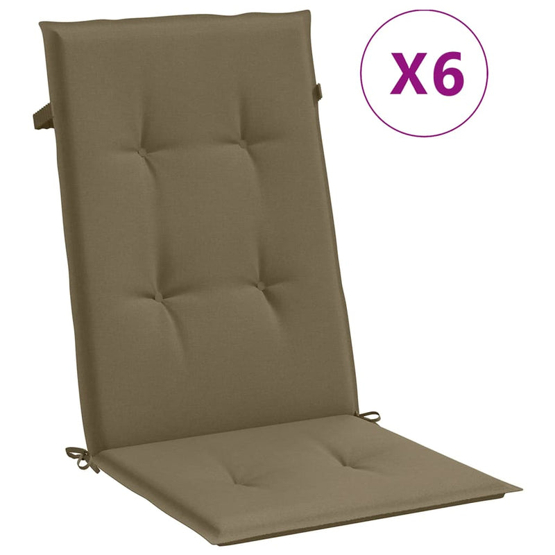 Load image into Gallery viewer, Vidaxl stoelkussens 6 st hoge rug 120x50x4 cm stof gemêleerd taupe
