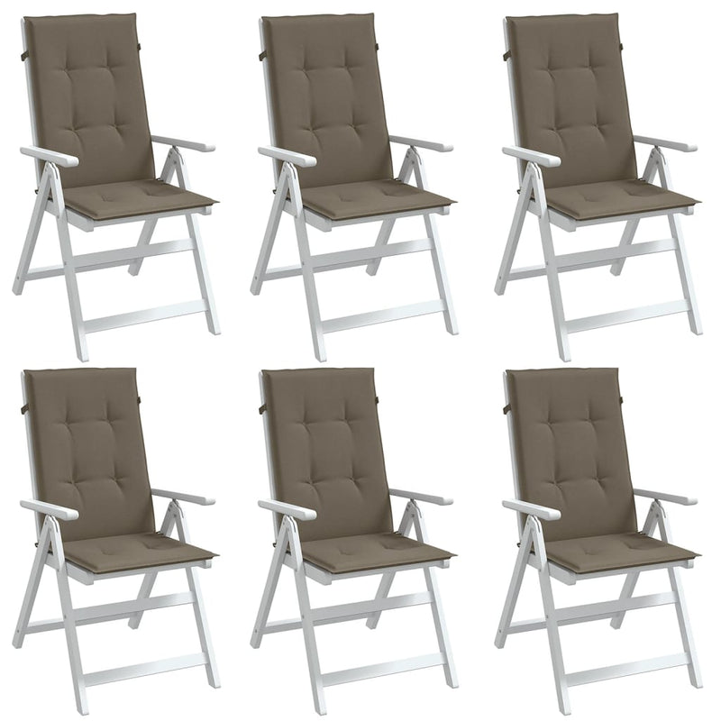 Load image into Gallery viewer, Vidaxl stoelkussens 6 st hoge rug 120x50x4 cm stof gemêleerd taupe
