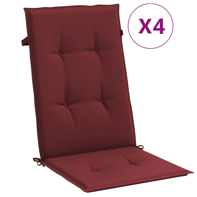 Load image into Gallery viewer, Vidaxl stoelkussens 4 st hoge rug 120x50x4 cm stof gemêleerd wijnrood

