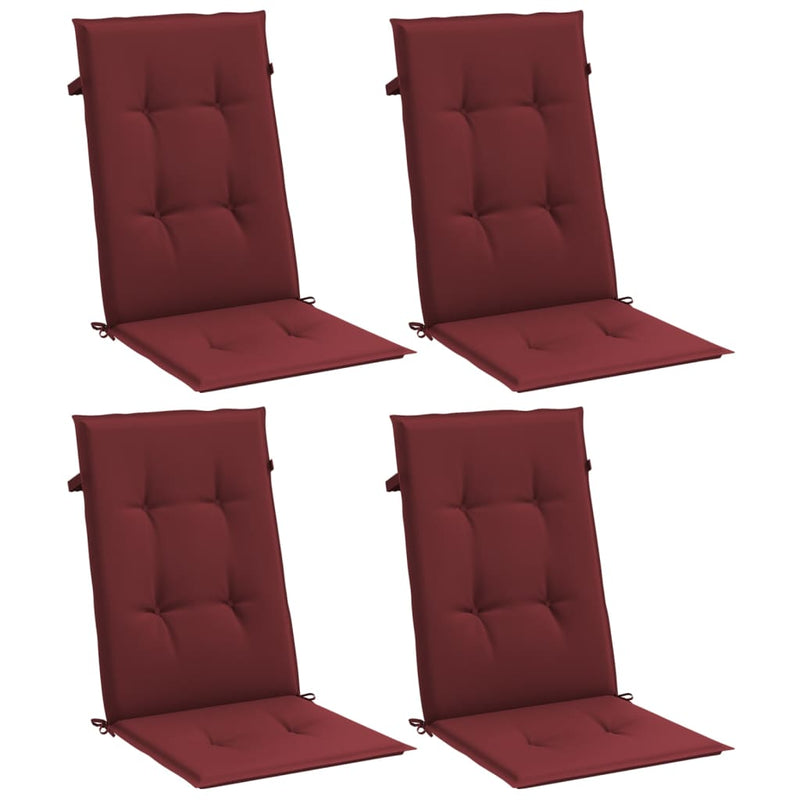 Load image into Gallery viewer, Vidaxl stoelkussens 4 st hoge rug 120x50x4 cm stof gemêleerd wijnrood
