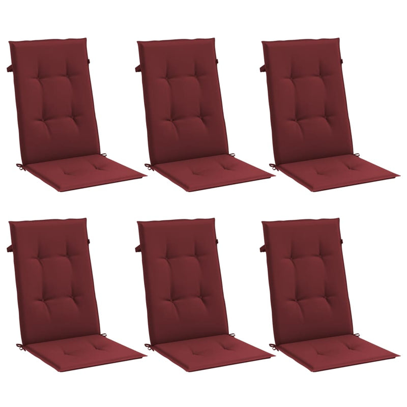 Load image into Gallery viewer, Vidaxl stoelkussens 6 st hoge rug 120x50x4 cm stof gemêleerd wijnrood
