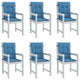 Vidaxl stoelkussens 6 st lage rug 100x50x4 cm stof gemêleerd blauw