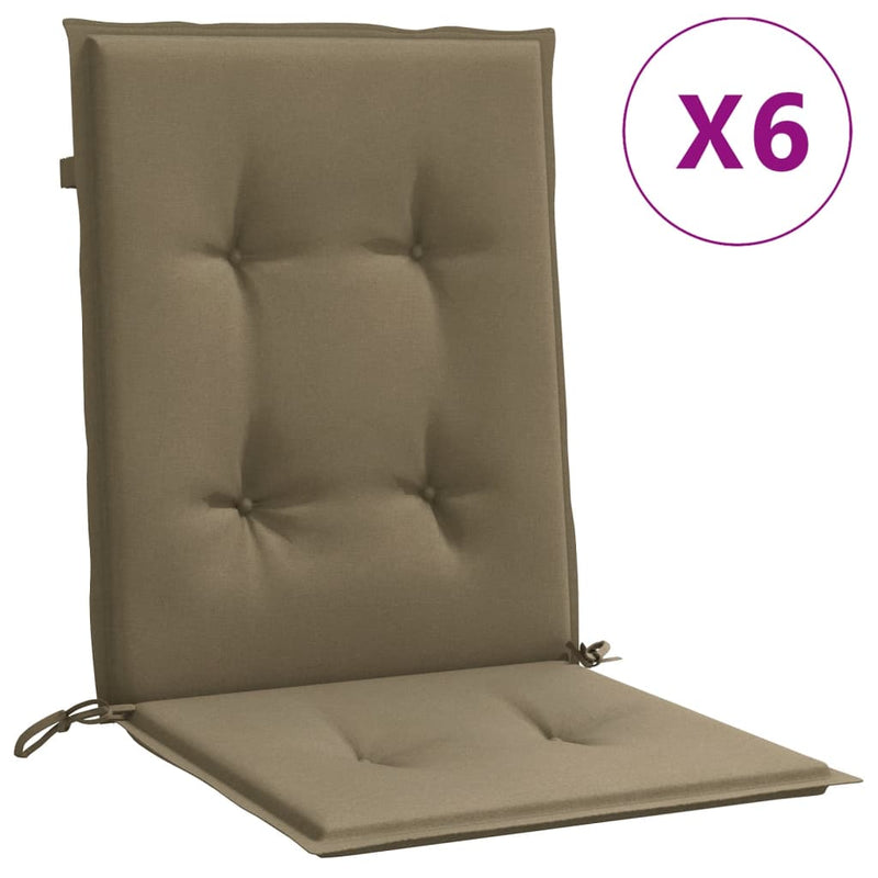 Load image into Gallery viewer, Vidaxl stoelkussens 6 st lage rug 100x50x4 cm stof gemêleerd taupe
