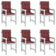 Vidaxl stoelkussens 6 st lage rug 100x50x4 cm stof gemêleerd wijnrood
