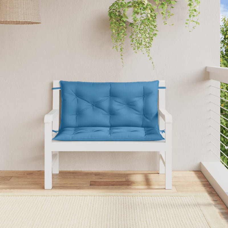 Afbeelding laden in galerijviewer, Vidaxl tuinbankkussens 2 st 100x50x7 cm stof gemêleerd blauw
