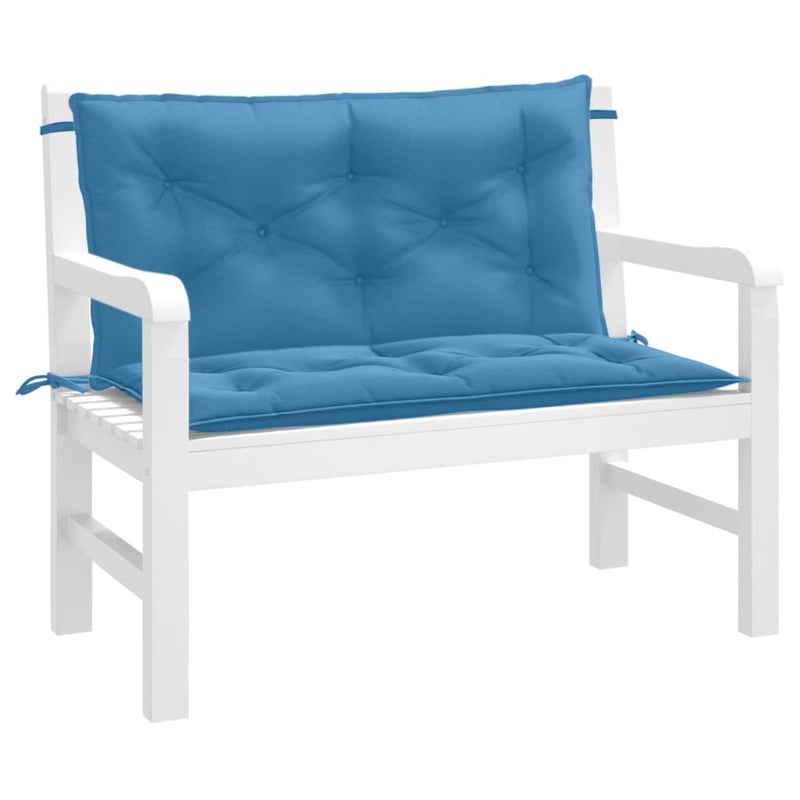 Afbeelding laden in galerijviewer, Vidaxl tuinbankkussens 2 st 100x50x7 cm stof gemêleerd blauw
