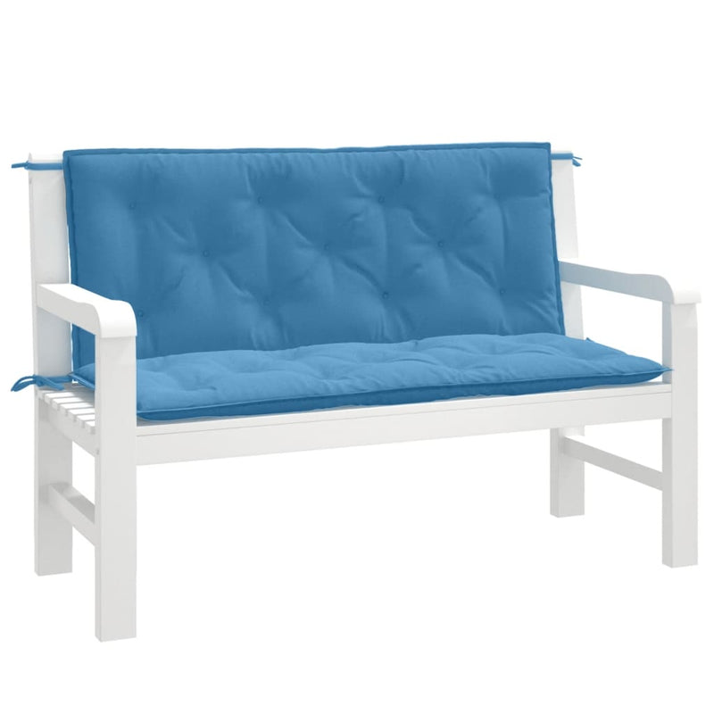Load image into Gallery viewer, Vidaxl tuinbankkussens 2 st 120x50x7 cm stof gemêleerd blauw
