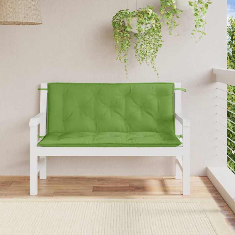 Load image into Gallery viewer, Vidaxl tuinbankkussens 2 st 120x50x7 cm stof gemêleerd groen
